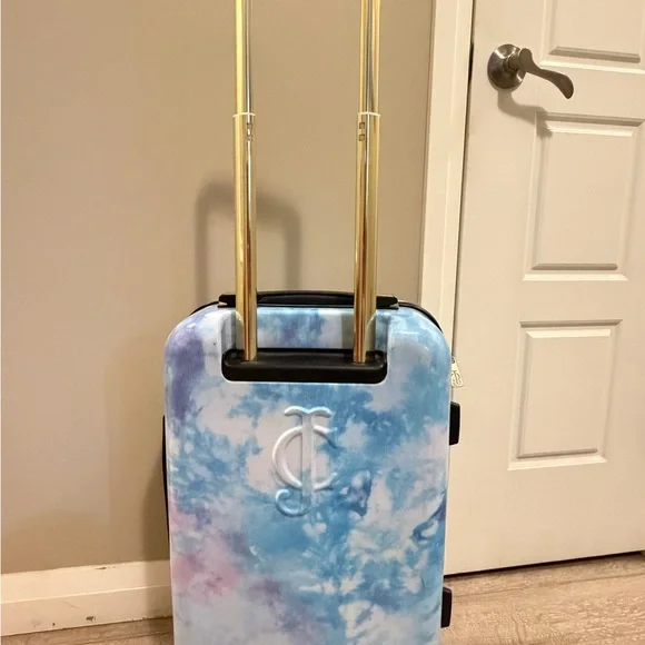 Juicy Couture Tie-Dye Hard Shell Carry-On in Blue and Pink with Gold Handle - Picture 4 of 9